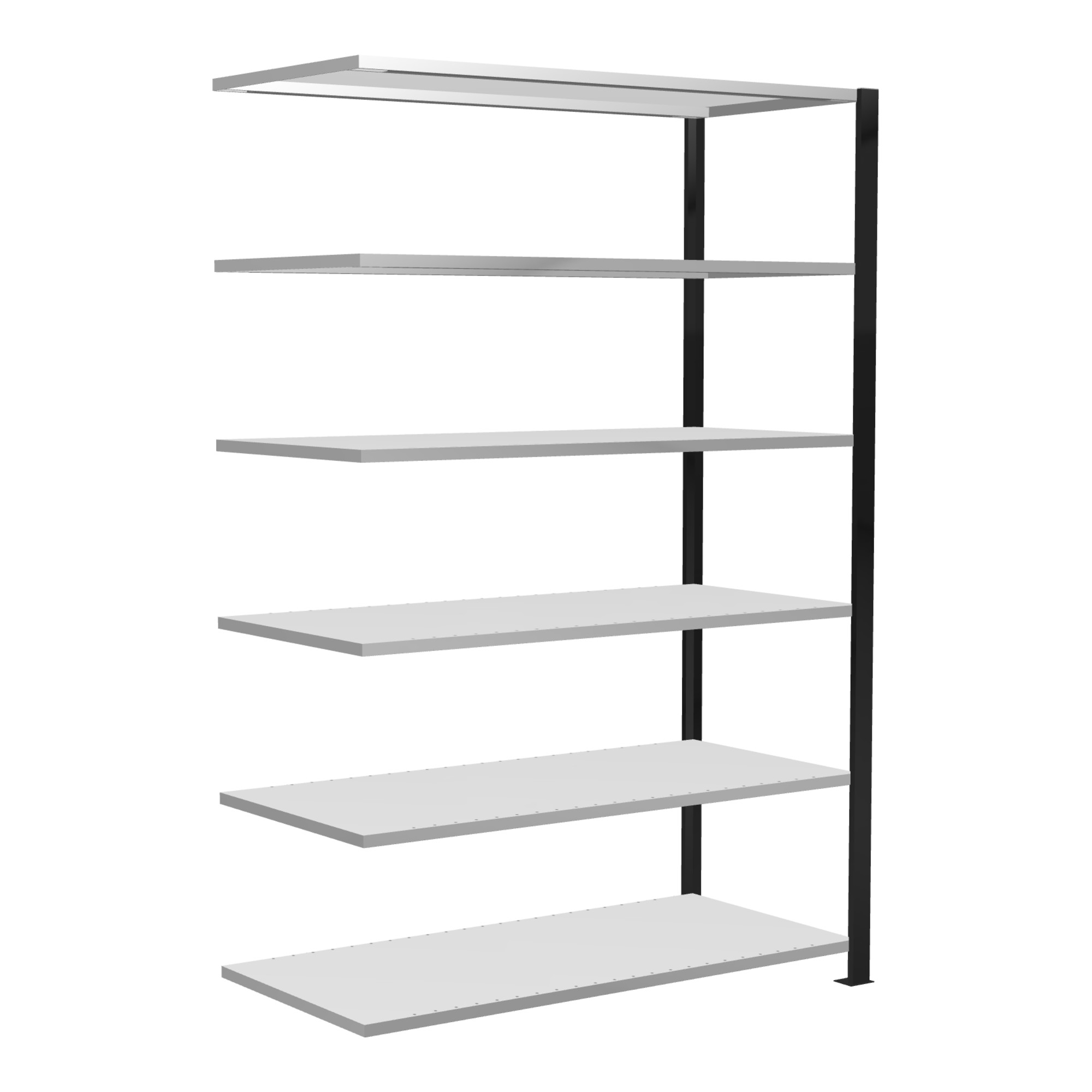 Schulte Anbauregal Büro-Steckregal MULTplus150 2000 x 1300 x 600 mm 6 Fachböden Längenriegel schwarz/RAL 7035 lichtgrau ohne Mittelanschlag ; Schulte