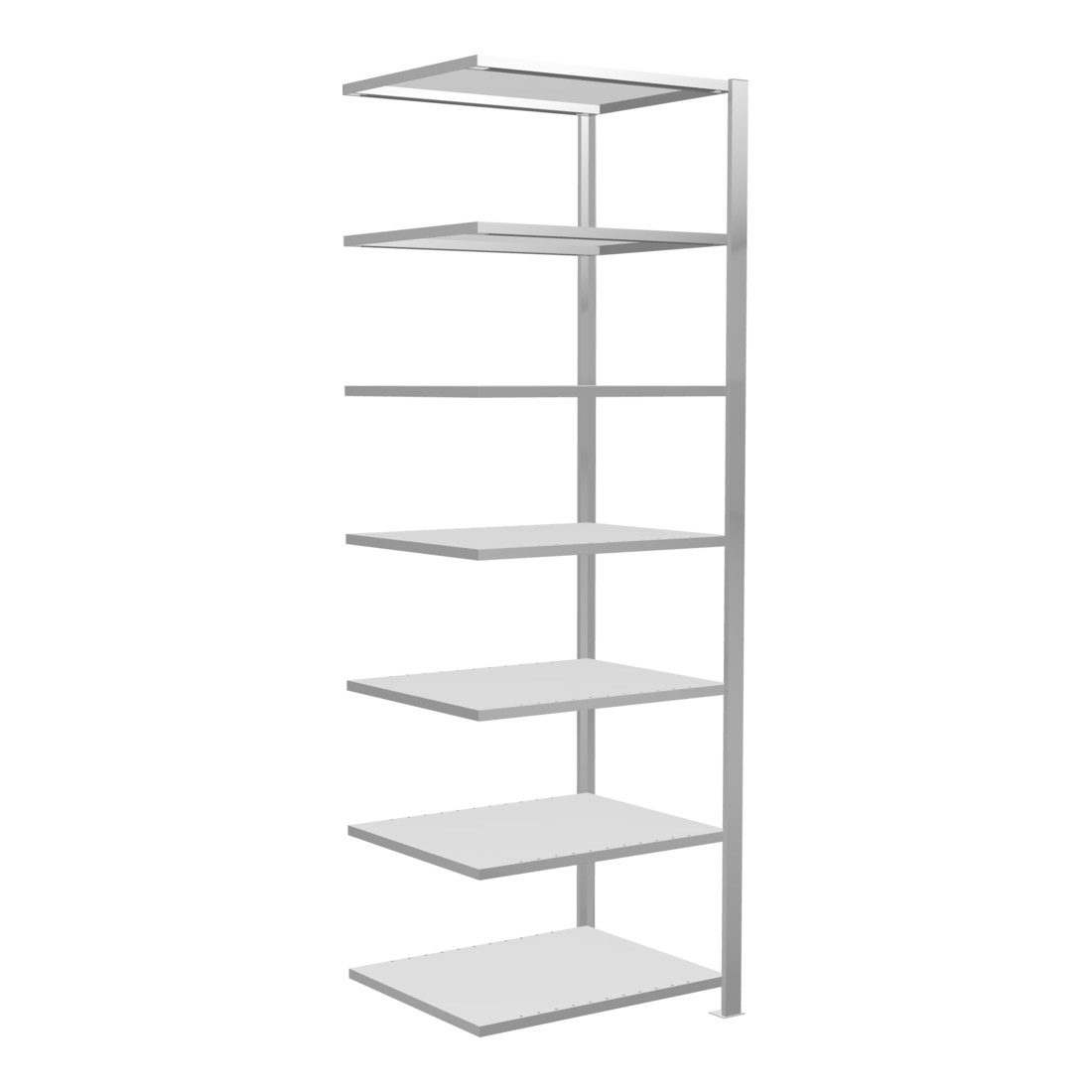 Schulte Anbauregal Schroefsysteem MULTIplus150, 7 legplanken, aan beide zijden te gebruiken, diepte 600 mm, versteviging door lengtestang, met middenstop