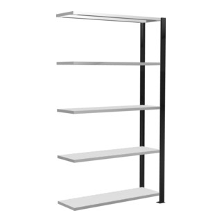 Schulte Anbauregal Stecksystem MULTIplus85, 5 legborden, enkelzijdig, diepte 300 mm, versteviging kruisligger, zwart