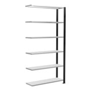 Schulte Anbauregal Stecksystem MULTIplus85, 6 legborden, enkelzijdig, diepte 300 mm, stijfing kruisverband, zwart-1