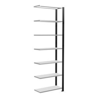 Schulte Anbauregal Stecksystem MULTIplus85, 7 legborden, éénzijdig, diepte 300 mm, kruisverbinding, met aanslaglat, zwart