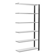 Schulte Anbauregal Stecksystem MULTIplus85, 6 legborden, enkelzijdig, diepte 300 mm, kruisversteviging, met aanslaglat, zwart-1