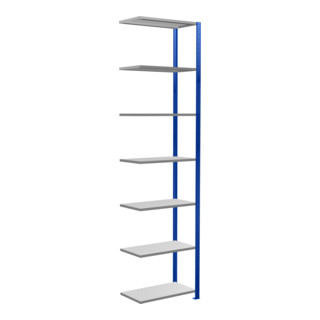 Schulte Anbauregal Steckregal MULTIplus150 3000 x 750 x 400 mm 7 Fachböden Kreuzstrebe RAL 5010 enzianblau/verzinkt/verzinkt