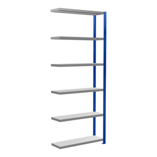 Schulte Anbauregal Steckregal MULTIplus330, 6 Fachböden, Kreuzstrebe, RAL 5010 enzianblau/verzinkt
