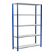 Schulte basisrek boutloos MULTIplus150 2000 x 1300 x 400 mm 5 schappen dwarsbeugel RAL 5010 gentiaanblauw/verzinkt