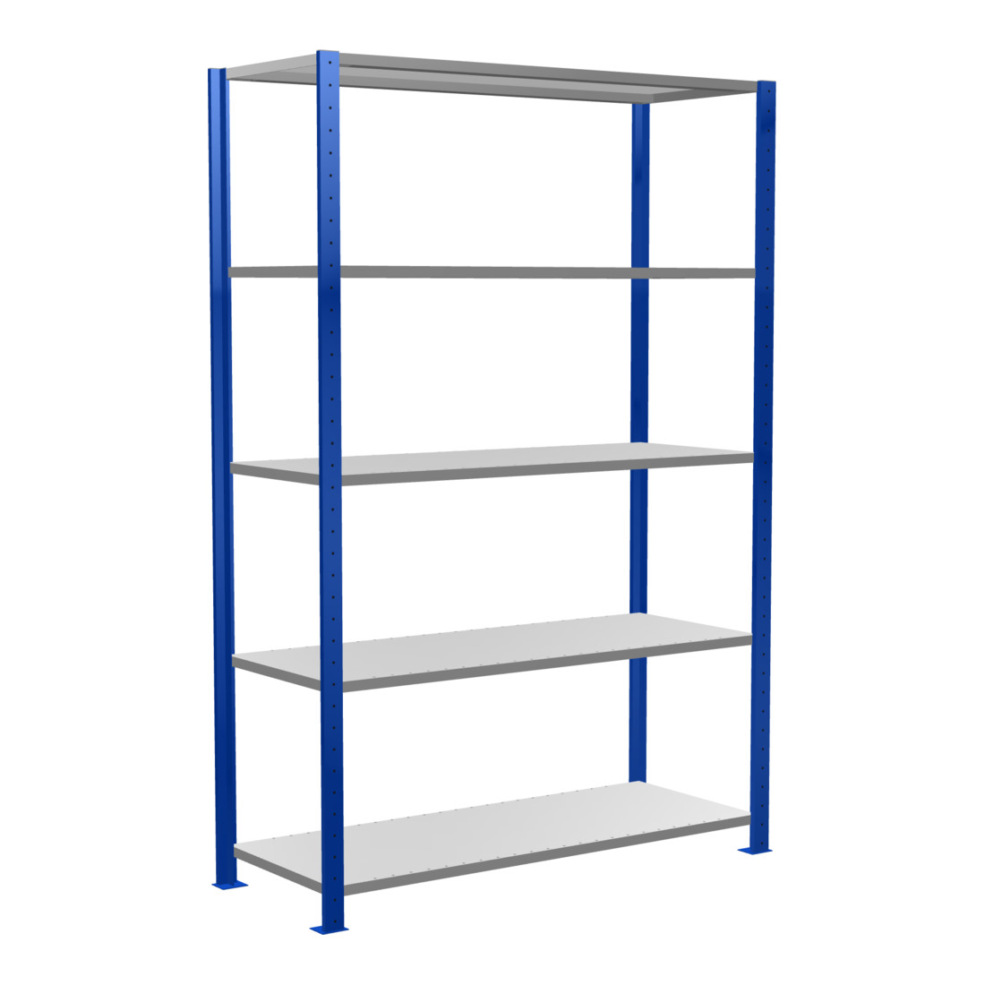 Schulte Basisrek boutloos MULTIplus150 2000 x 1300 x 500 mm 5 Etages dwarsbalk RAL 5010 gentiaanblauw/verzinkt
