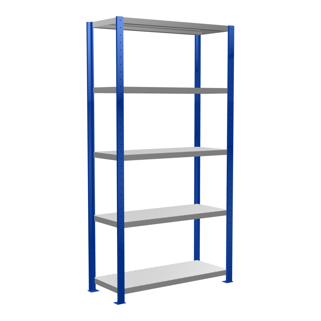 Schulte basisrek boutloos MULTIplus250 2000 x 1000 x 400 mm 5 Etages dwarsbalk RAL 5010 gentiaanblauw/verzinkt