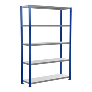 Schulte Basisrek boutloos MULTIplus250 2000 x 1300 x 400 mm 5 Etages dwarsbalk RAL 5010 gentiaanblauw/verzinkt