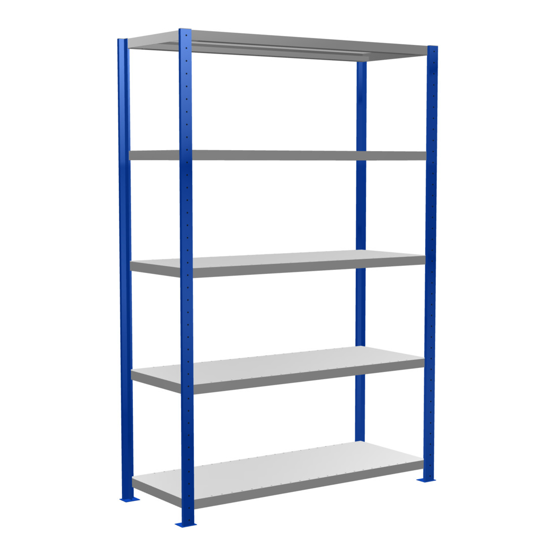 Schulte Basisrek boutloos MULTIplus250 2000 x 1300 x 500 mm 5 Etages dwarsbalk RAL 5010 gentiaanblauw/verzinkt