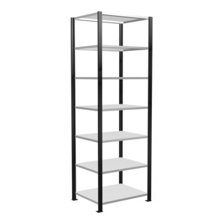 Schulte Bureaukast Stecksystem MULTIplus150, 7 legborden, diepte 600 mm, aan beide zijden te gebruiken, versteviging door lengtestang, zwart
