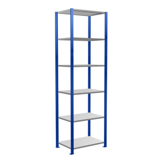 Schulte Basisrek Steckrek MULTIplus150 2500 x 750 x 500 mm 6 legborden kruisverbinding RAL 5010 gentiaanblauw/verzinkt/verzinkt