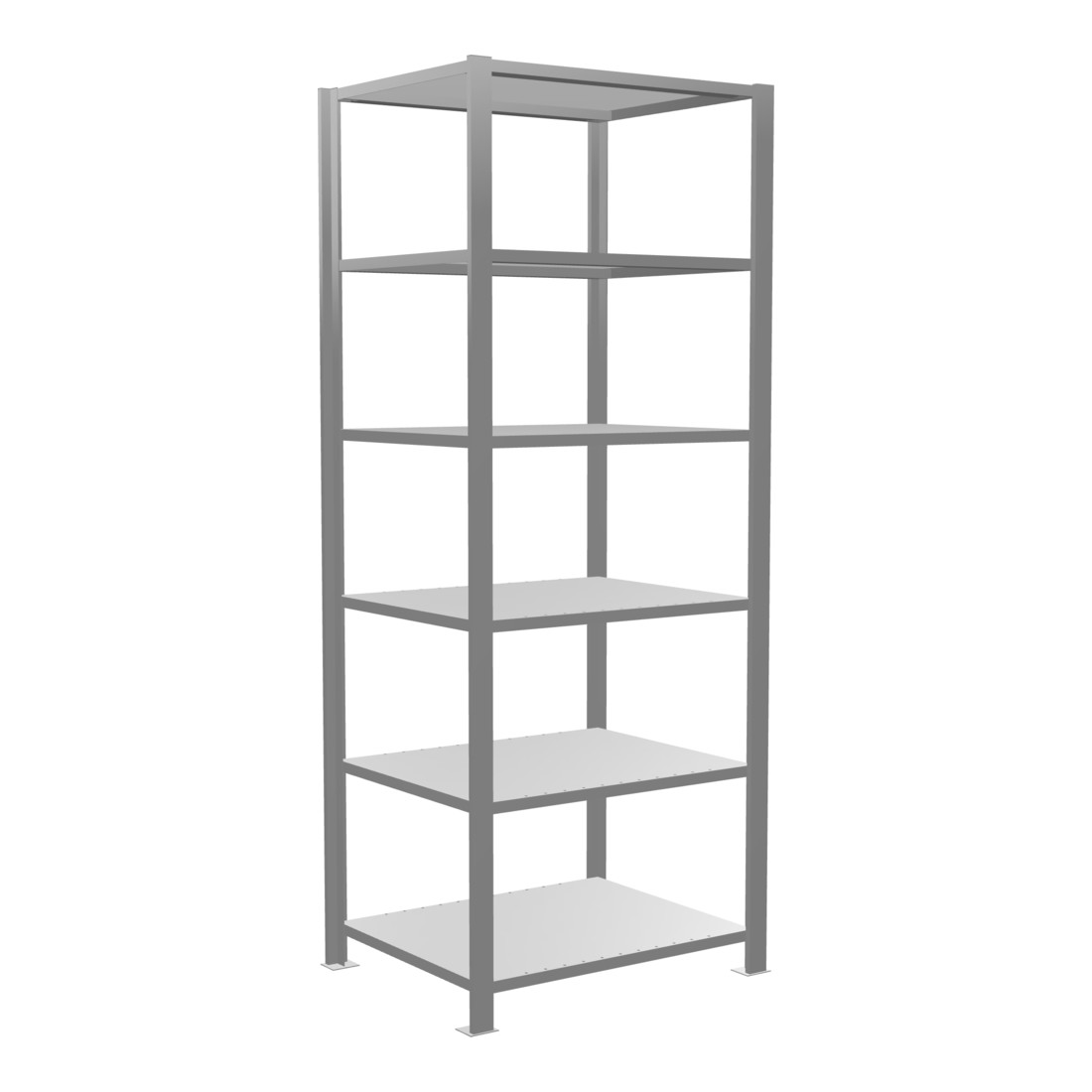 Schulte Grundregal Büro-Steckregal MULTplus150 2000 x 750 x 600 mm 6 Fachböden Längenriegel verzinkt ohne Mittelanschlag