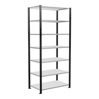 Schulte Bureaukast MULTIplus150, 7 legplanken, diepte 600 mm, aan beide zijden bruikbaar, versteviging met lengtestang, met middenstop, zwart