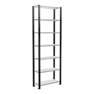 Schulte Bureaukast Schroefsysteem MULTIplus85, 7 legplanken, kruisverbinding, enkelzijdig, diepte 300 mm, versteviging met hoekbeugel, zwart