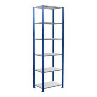 Schulte Grundregal Steckregal MULTIplus150 2500 x 750 x 500 mm 6 Fachböden Kreuzstrebe RAL 5010 enzianblau/verzinkt/verzinkt