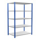 Schulte Grundregal Stekkerstelling MULTIplus150 2000 x 1300 x 800 mm 5 legborden kruissteun RAL 5010 gentiaanblauw/geverzinkt
