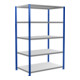 Schulte Grundregal Stekkerstelling MULTIplus250 2000 x 1300 x 800 mm 5 legborden kruisverband RAL 5010 gentiaanblauw/verzinkt