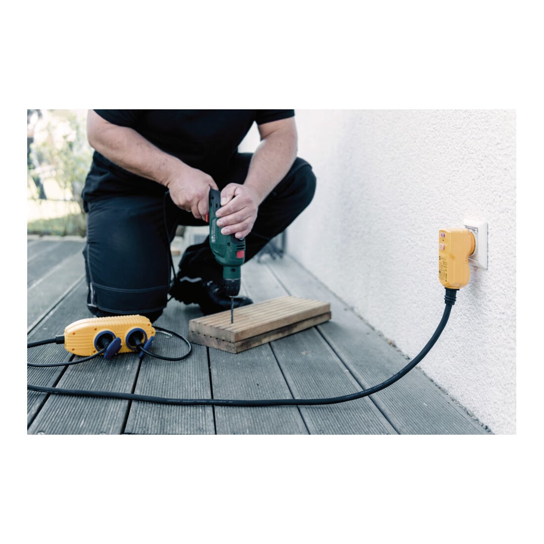 Schutzadapterkabel FI IP54 mit Powerblock 10m H07RN-F3G1,5