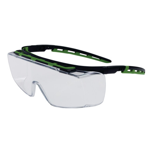 Schutzbrille Kubik EN 166 EN 170 Bügel schwarz/grün,Scheibe klar PC PRO FIT
