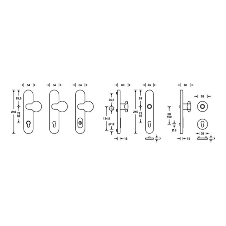Schutzgarnitur 0 73 7384 03510 0105 Alu.0105 72mm 38-42mm FSB