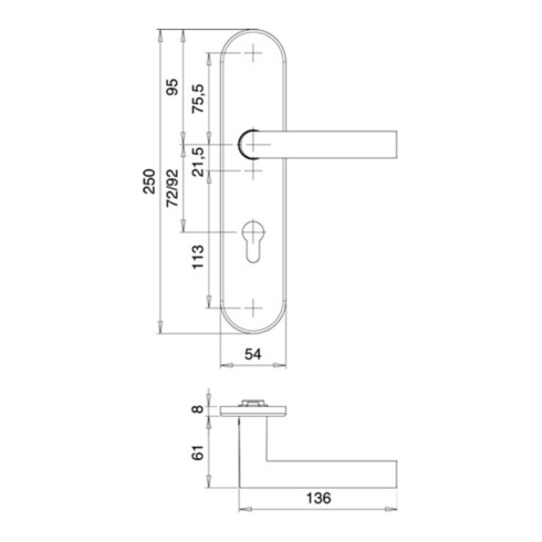 Schutzgarnitur Logo 8743/0792 VA EST 92mm 65-75mm EDI