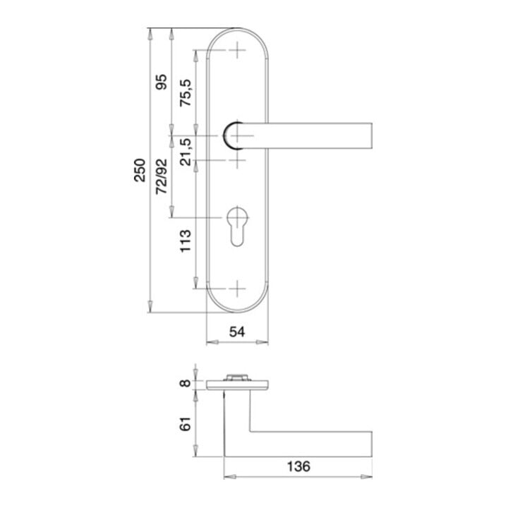Schutzgarnitur Logo 8743/0792 VA EST 92mm 65-75mm EDI