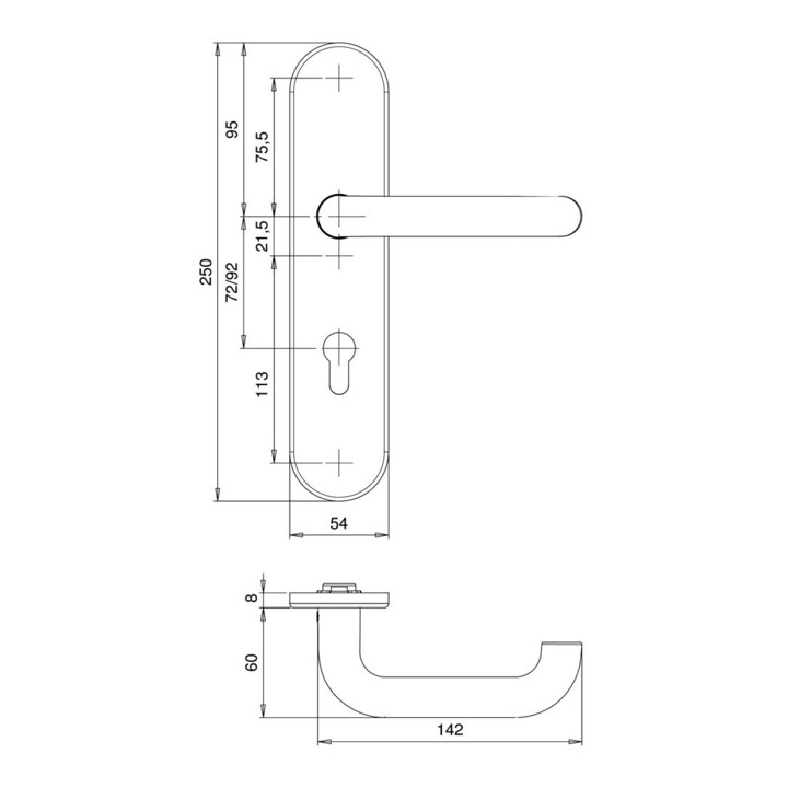 Schutzgarnitur Logo 8753/0292 VA EST 92mm 65-75mm EDI