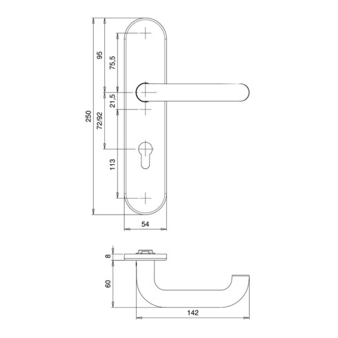 Schutzgarnitur Logo 8755/0292 VA EST 92mm 65-75mm EDI