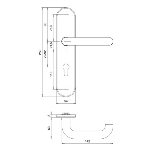 Schutzgarnitur Logo 8755/0792 VA EST 92mm 65-75mm EDI