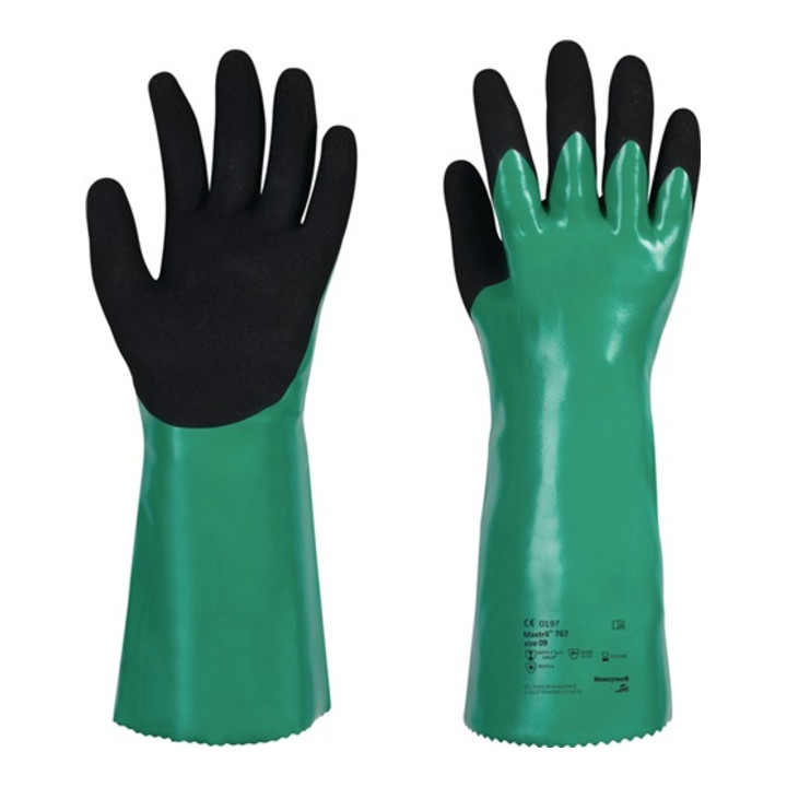 Schutzhandschuh Maxtril® 767 Gr.11 grün/schwarz EN388/EN374-1/EN374-5 Kat.III