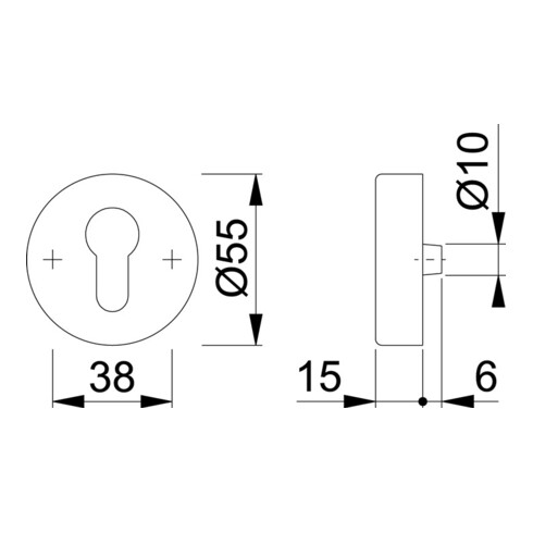 Schutzrosette 42ZNSB Alu.F1 rd.o.ZA S.15mm HOPPE