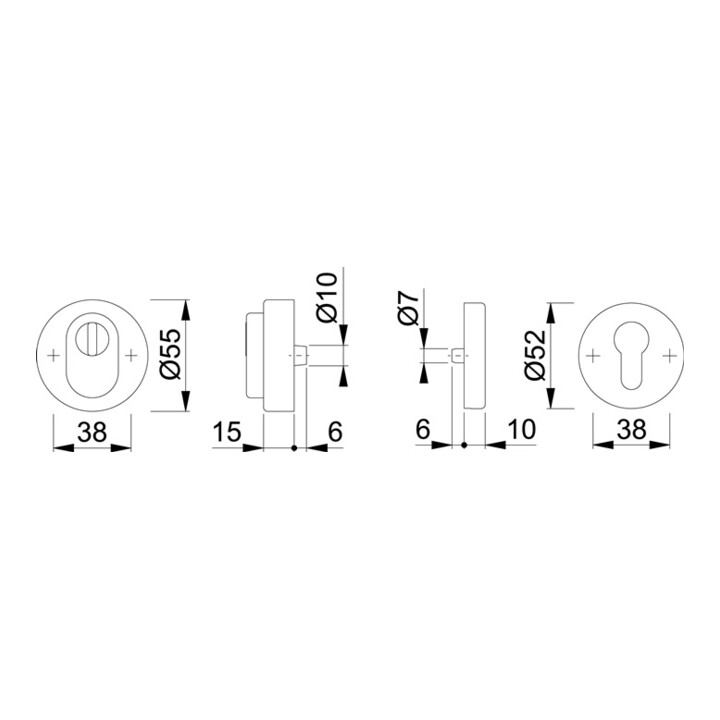 Schutzrosettenpaar 42ZNSB-ZA/42HS Alu.F1 rd.m.ZA S.15mm HOPPE