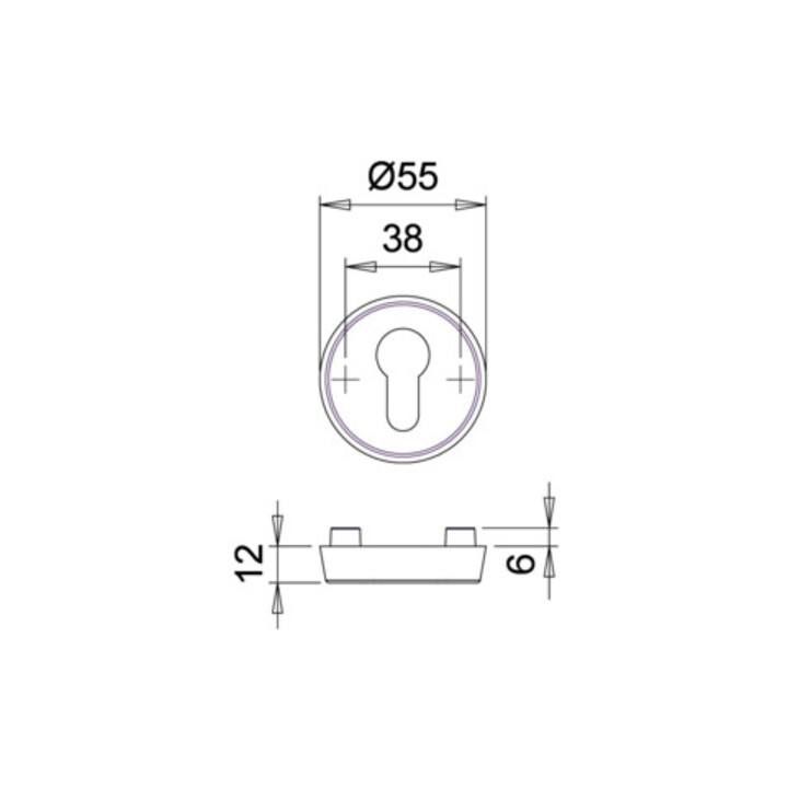 Schutzrosettenpaar 6533 Alu.F1 rd.o.ZA S.12mm EDI