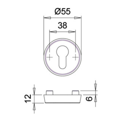 Schutzrosettenpaar 6533 Alu.F1 rd.o.ZA S.12mm EDI