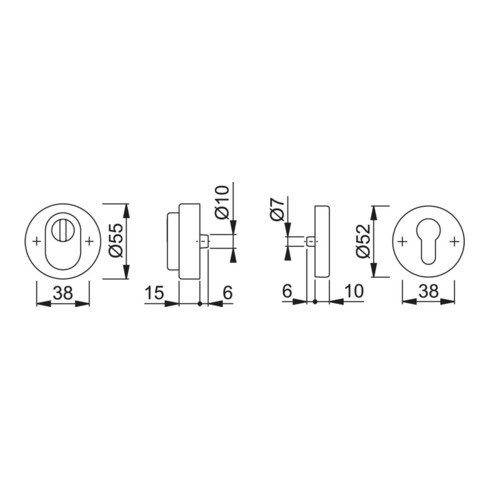 Schutzrosettenpaar E42ZNSB-ZA/42HS VA F69 rd.m.ZA S.15mm HOPPE