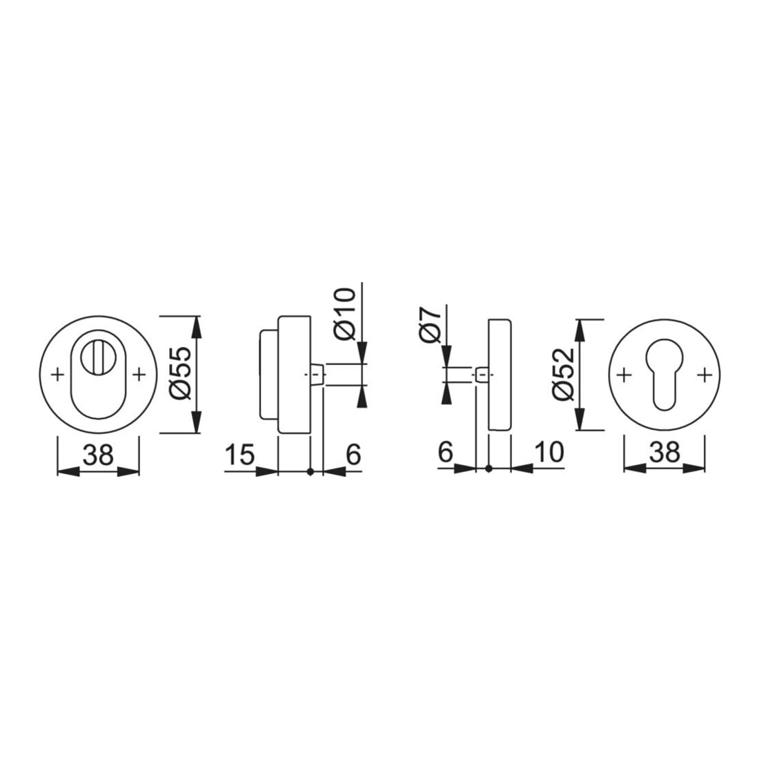 Schutzrosettenpaar E42ZNSB-ZA/42HS VA F69 rd.m.ZA S.15mm HOPPE