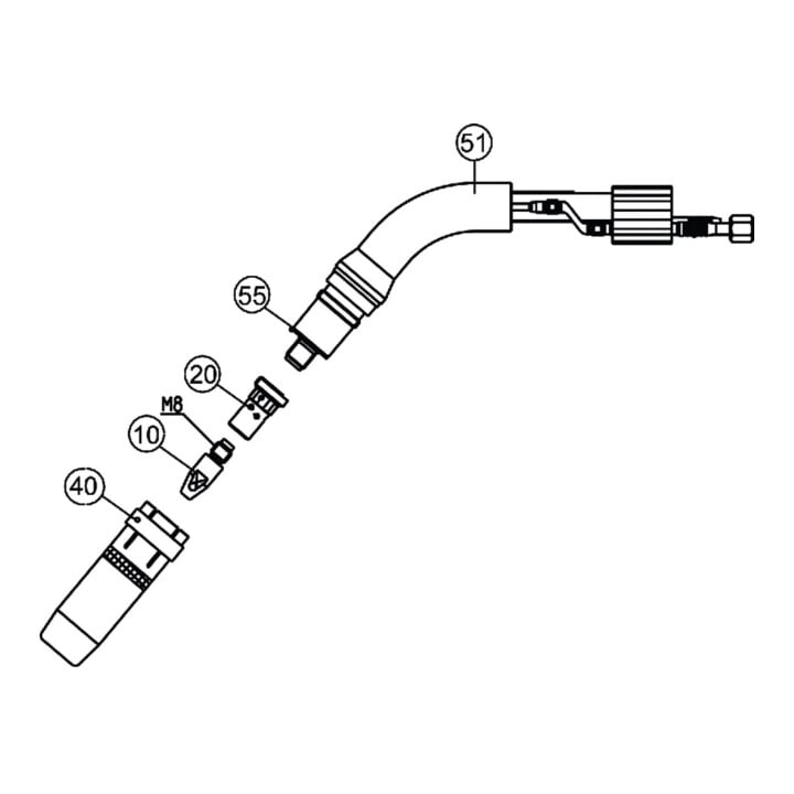 schweisskraft MIG/MAG-Schweißbrenner 9W Alu wassergekühlt 3m