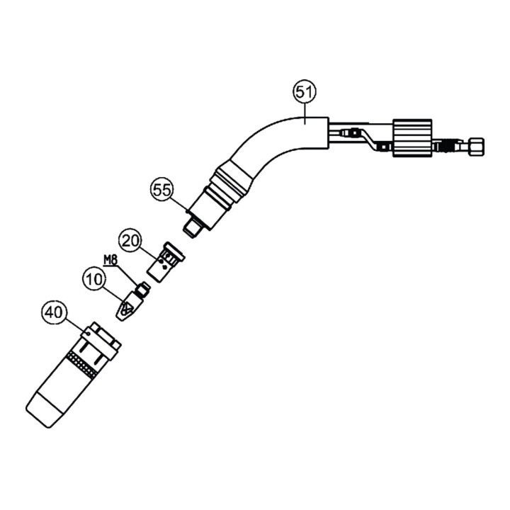 schweisskraft MIG/MAG-Schweißbrenner 9W Alu wassergekühlt 5m