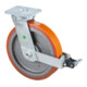 BS Rollen Schwerlastlenkrolle D.400mm Trgf.2500kg m.Feststeller Guß-PU Platte L200xB160mm-1