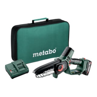 Scie à élaguer sans fil Metabo MS 18 LTX 15 dans mallette souple 18V 1x2Ah Li-Power + SC 30