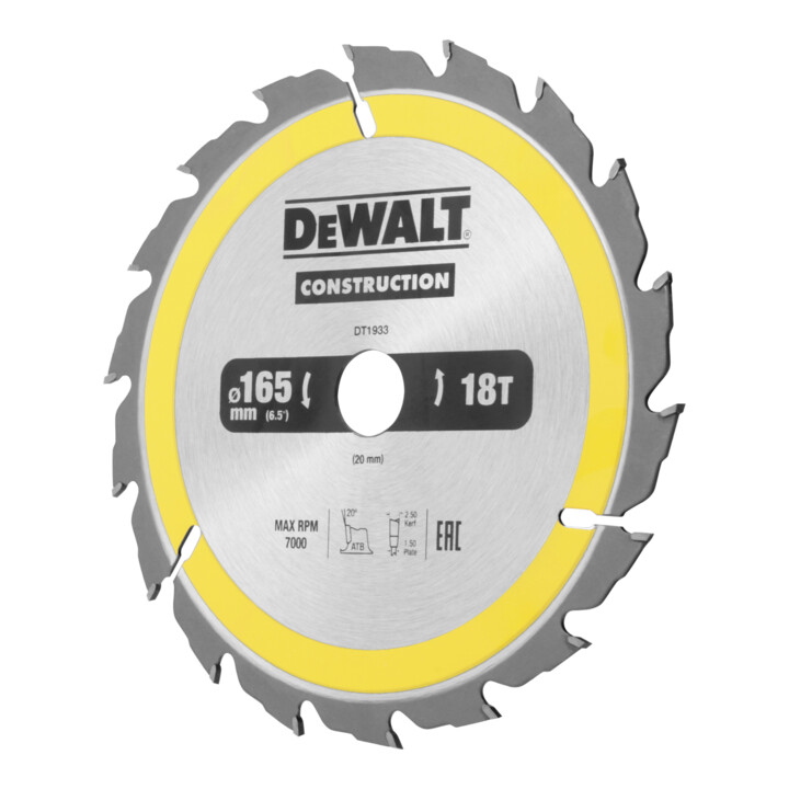 Scie circulaire manuelle à lame circulaire DEWALT 165/20 mm 18WZ DT1933-QZ