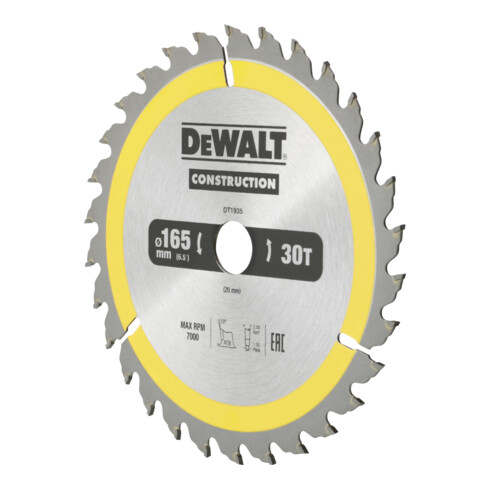 Scie circulaire manuelle à lame circulaire DEWALT 165/20 mm 30WZ DT1935-QZ