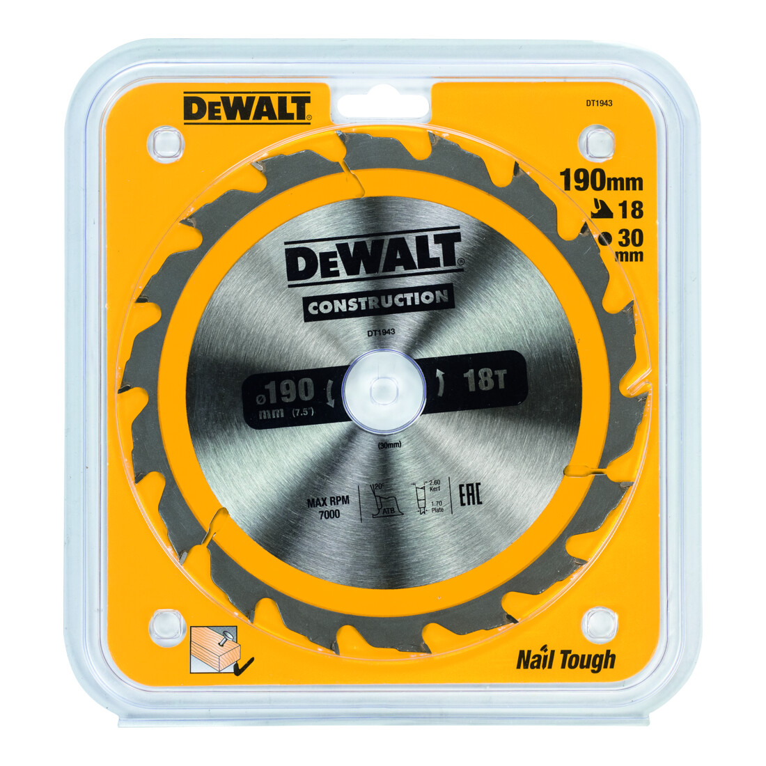 Scie circulaire manuelle à lame circulaire DEWALT 190/30 mm 18WZ DT1943-QZ