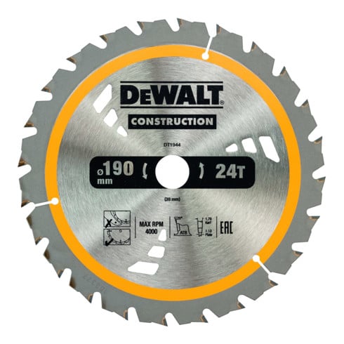 Scie circulaire manuelle à lame circulaire DEWALT 190/30 mm 24WZ DT1944-QZ