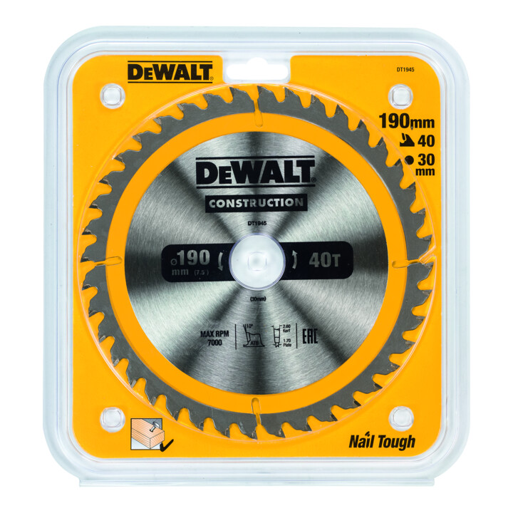 Scie circulaire manuelle à lame circulaire DEWALT 190/30 mm 40WZ DT1945-QZ