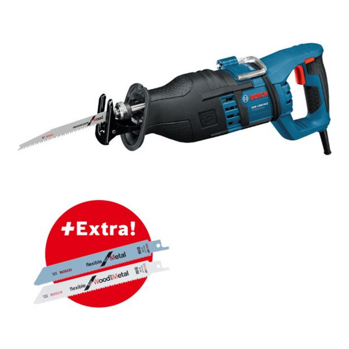 Scie sabre Bosch GSA 1300 PCE et jeu de 20 lames de scie dans une valise