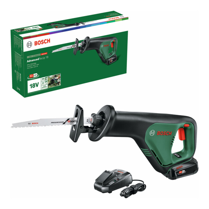 Scie sabre sans fil AdvancedRecip 18 Bosch, 1x lame de scie, 1x batterie et chargeur inclus