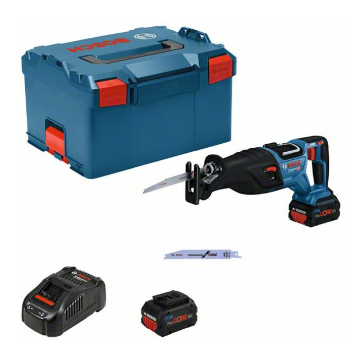 Scie sabre sans fil GSA 18V-28 Bosch, 2 batteries ProCORE18V 5.5Ah, chargeur et L-BOXX