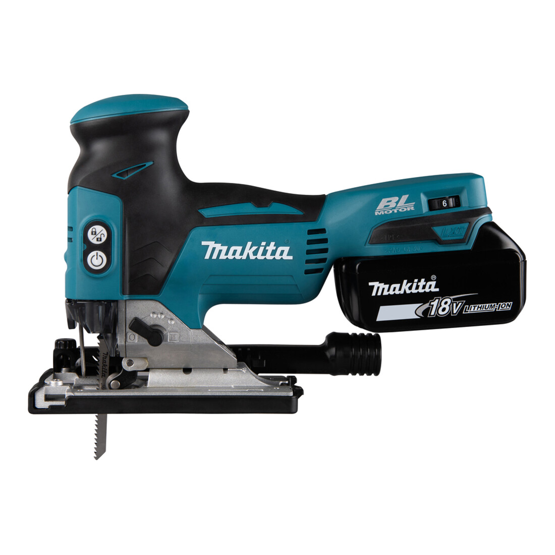Scie sauteuse pendulaire sans fil Makita DJV181RTJ 18 V avec 2 batteries, chargeur rapide et dans la valise