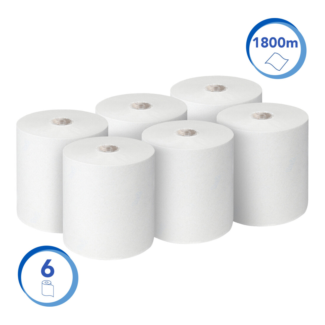 Scott Control Rollenhandtücher, 6 x 300m Weiß, 1-lagige Rollen